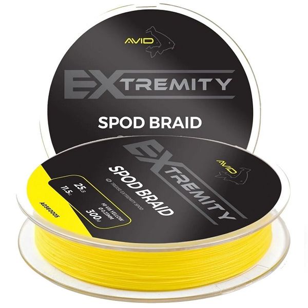 Avid Carp Splietaná Šnúra Extremity Spod Braid 300 m 0,23 mm 11,5 kg žltá