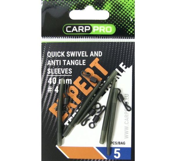 Carp Pro Quick Swivel veľ.4 + Antitangle Sleeves 5ks