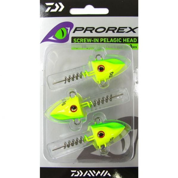 Daiwa Prorex Jigová hlava Pelagic Šróbovacia - 20g lime chart 3ks