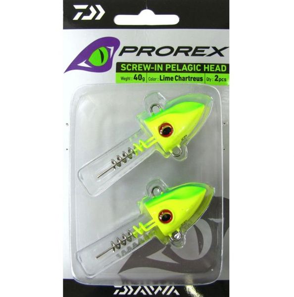 Daiwa Prorex Jigová hlava Pelagic Šróbovacia - 40g lime chart 2ks