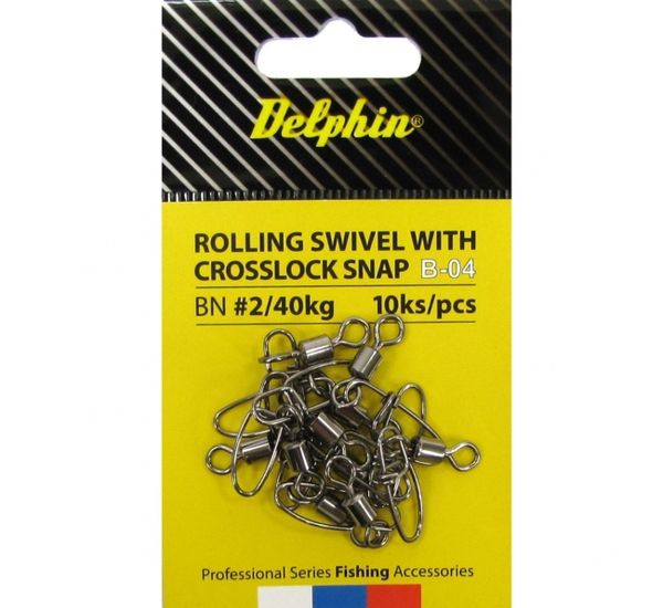 Delphin Rolling swivel with Crosslock snap č.4/0 60kg 10ks