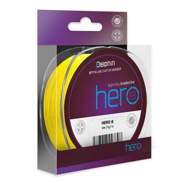 Delphin šnúra Hero 8 0,22mm 17,70kg 117m fluo žlta