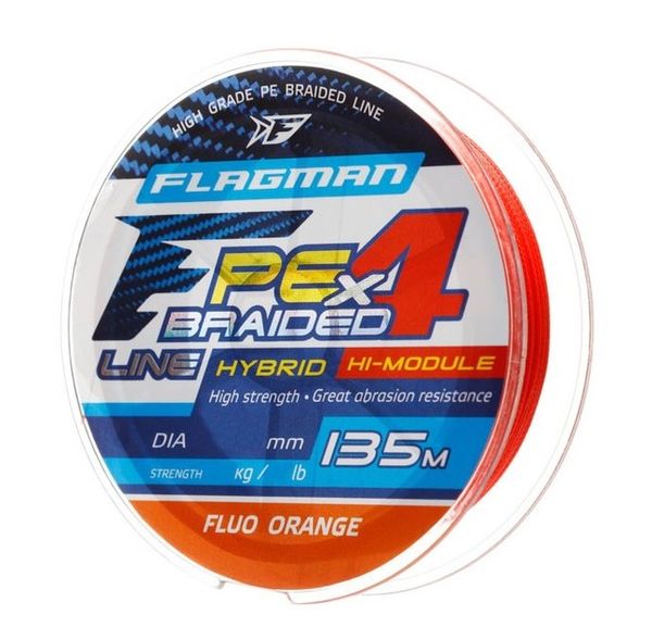 Flagman Šnúra PE Hybrid F4 Fluo Oranžová 135m/0,14mm