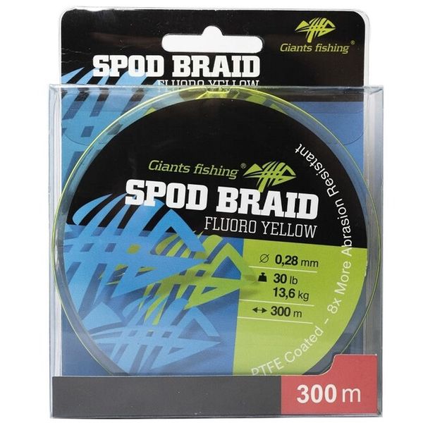 Giants Fishing Splietaná Šnúra Spod Braid Fluoro Yellow 0,28 mm 13,6 kg 300m