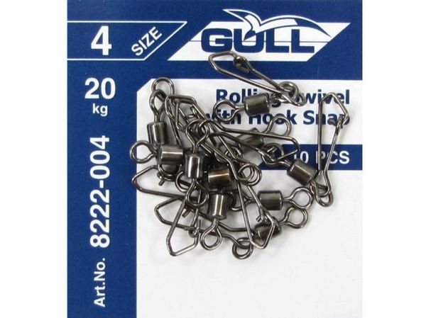 Gull Rolling Swivel With Hook Snap 8222-004 Veľ.4/20kg/10ks