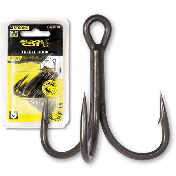 Háčiky Black Cat Treble Hook 4/0 5ks DG Coating