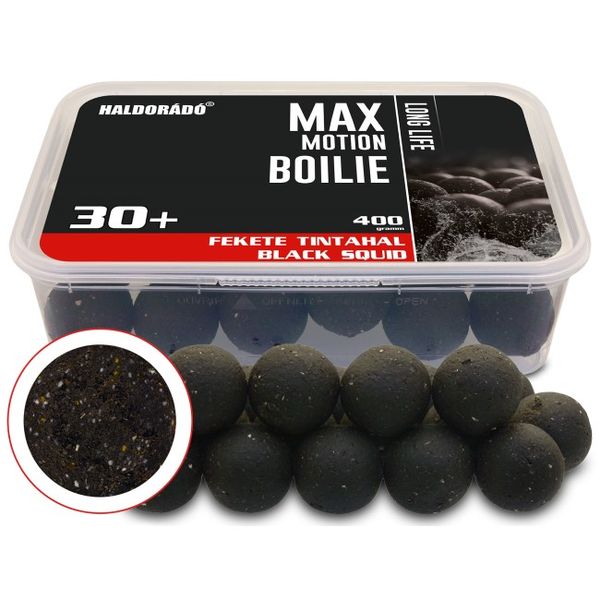 Haldorádó MAX MOTION Boilie Long Life 30+ mm 400 g Čierna chobotnica