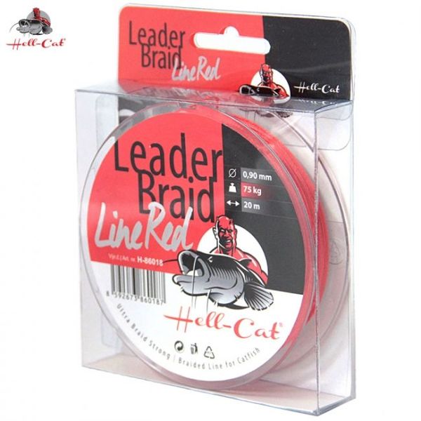 Hell Cat Nadväzcová šňúra Leader Braid Line Red 1,20mm/100kg/20m