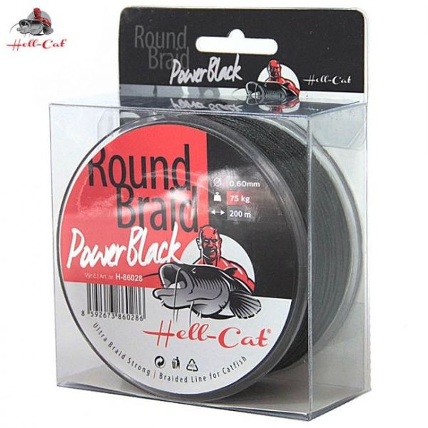 Hell Cat Šnúra Round Braid Power Black 0,80mm/100kg/200m