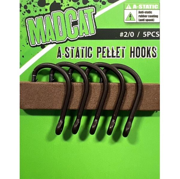 Madcat Pellet Hook A-static veľ.2/0 5ks Brown