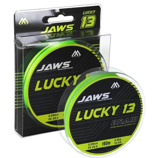 Pletená šnúra JAWS LUCKY 13 0.12mm 10.0kg 150m Fluo zelená