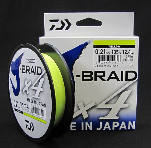 Šnúra Daiwa J-Braid X4E 0,10mm/3,8kg/135m yellow