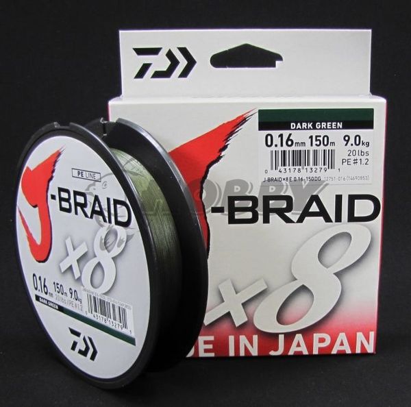 Šnúra Daiwa J-Braid X8 0,20mm/13kg/150m dark green