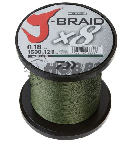 Šnúra Daiwa J-Braid X8 0,56mm/65,0kg/1m green