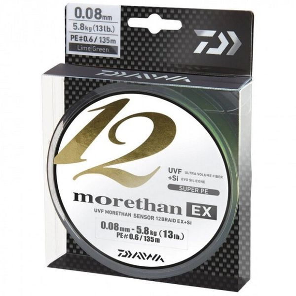 Šnúra Daiwa Morethan 12 Braid EX+Si 0,16mm/14,0kg/135m Lime green