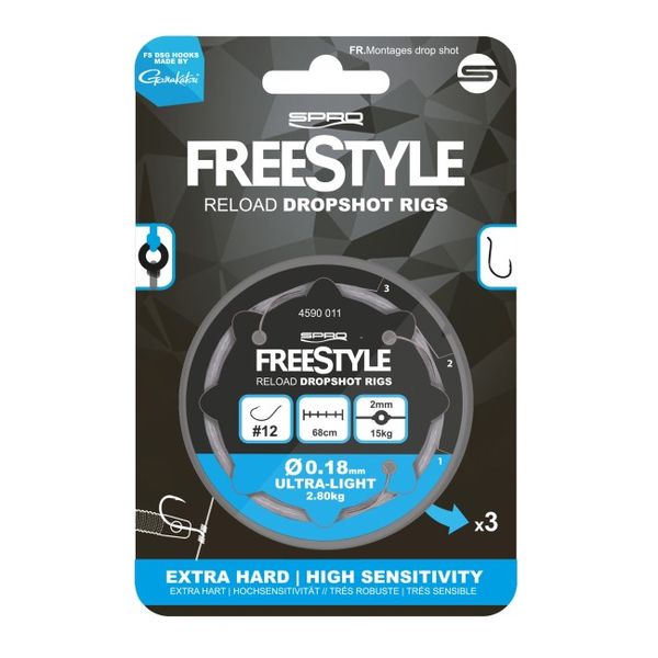 Spro FreeStyle Náväzce Reload Dropshot Rig 68 cm 15 kg  veľ.4 (3ks)