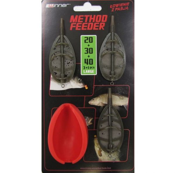 Tandem Baits Method feeder Set krmítok(20, 30, 40g) s formičkou